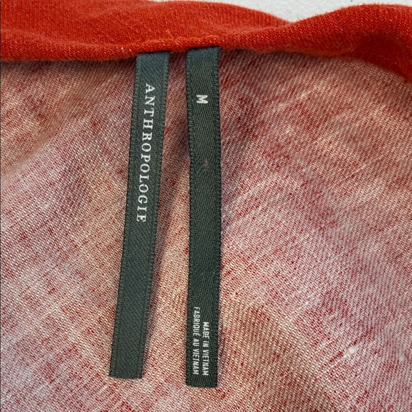 Anthropologie Tilda Linen Maxi Slip Skirt Orange/White Abstract Stretch Waist M - Picture 6 of 8